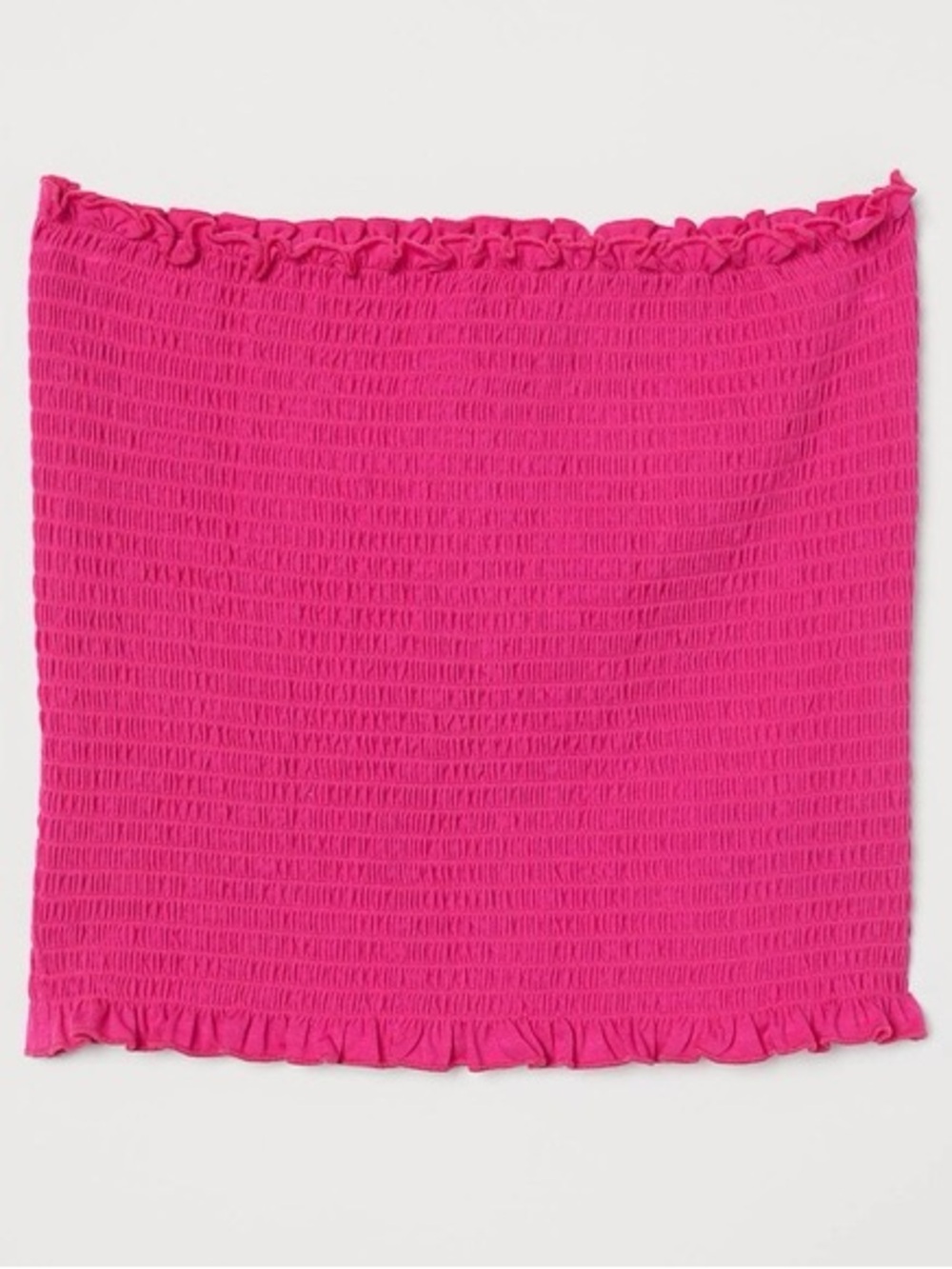 H&M Hot Pink Smocked Tube Top with Ruffle Trim